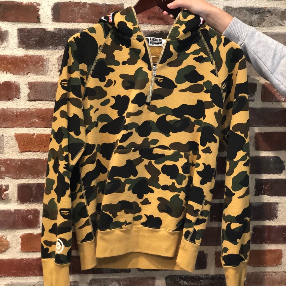 Bape shark hoodie half zip